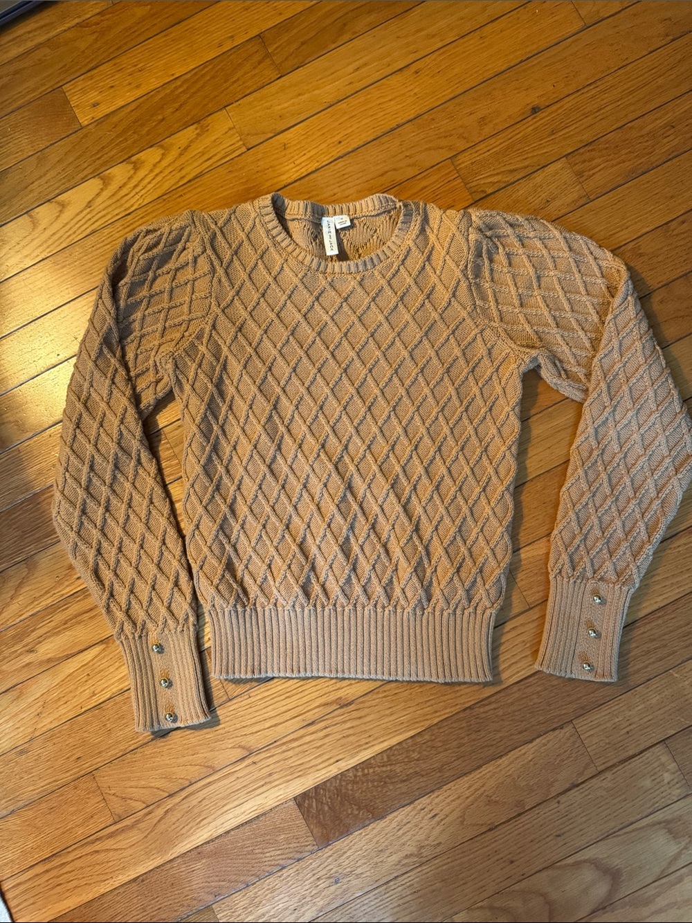 Janie and Jack Tan Diamond Cable-Knit Sweater